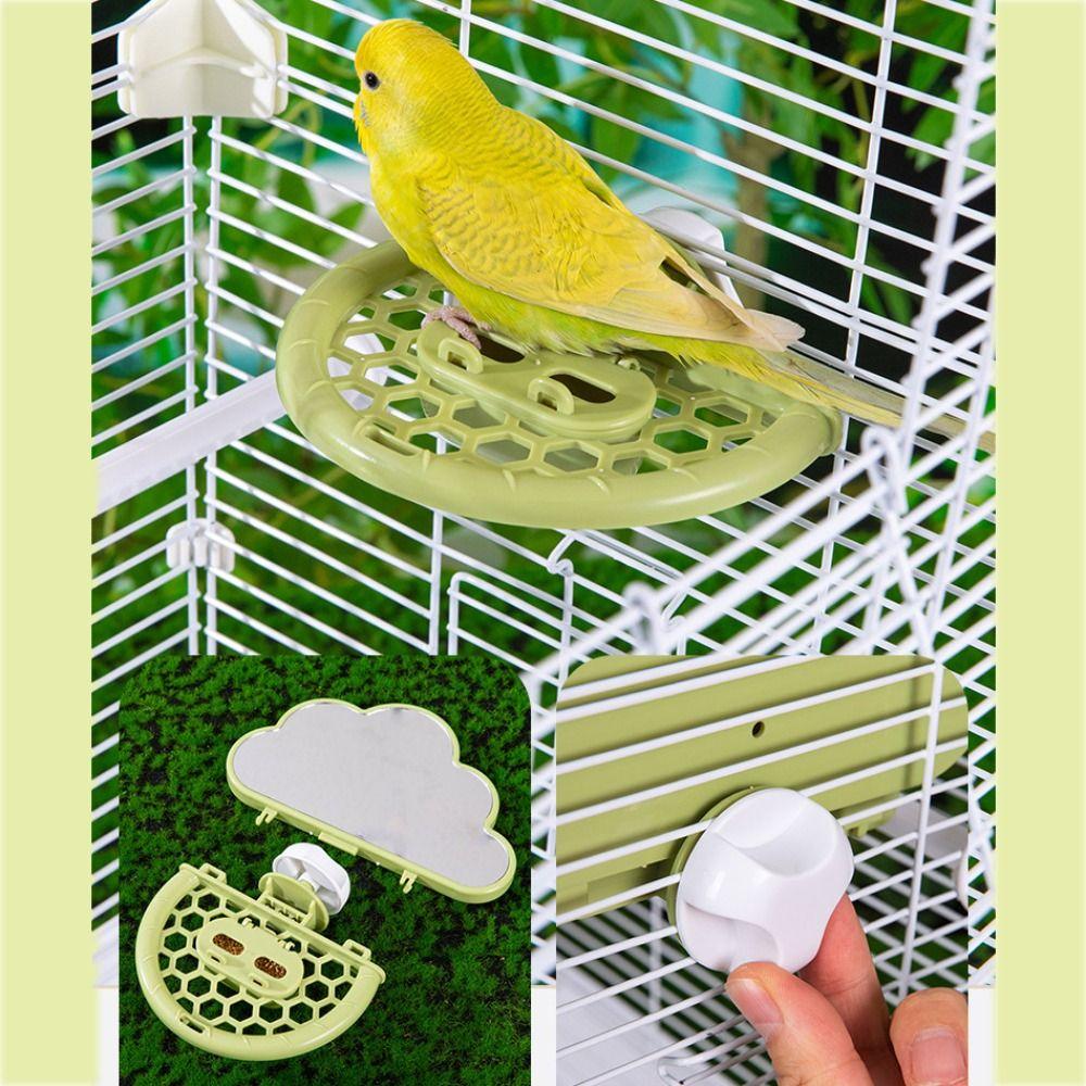 Sturdy Bird Mirror Clouds Shape Bird Mirror Toy Platform Stand Parrots Feeders  Boredom Relief