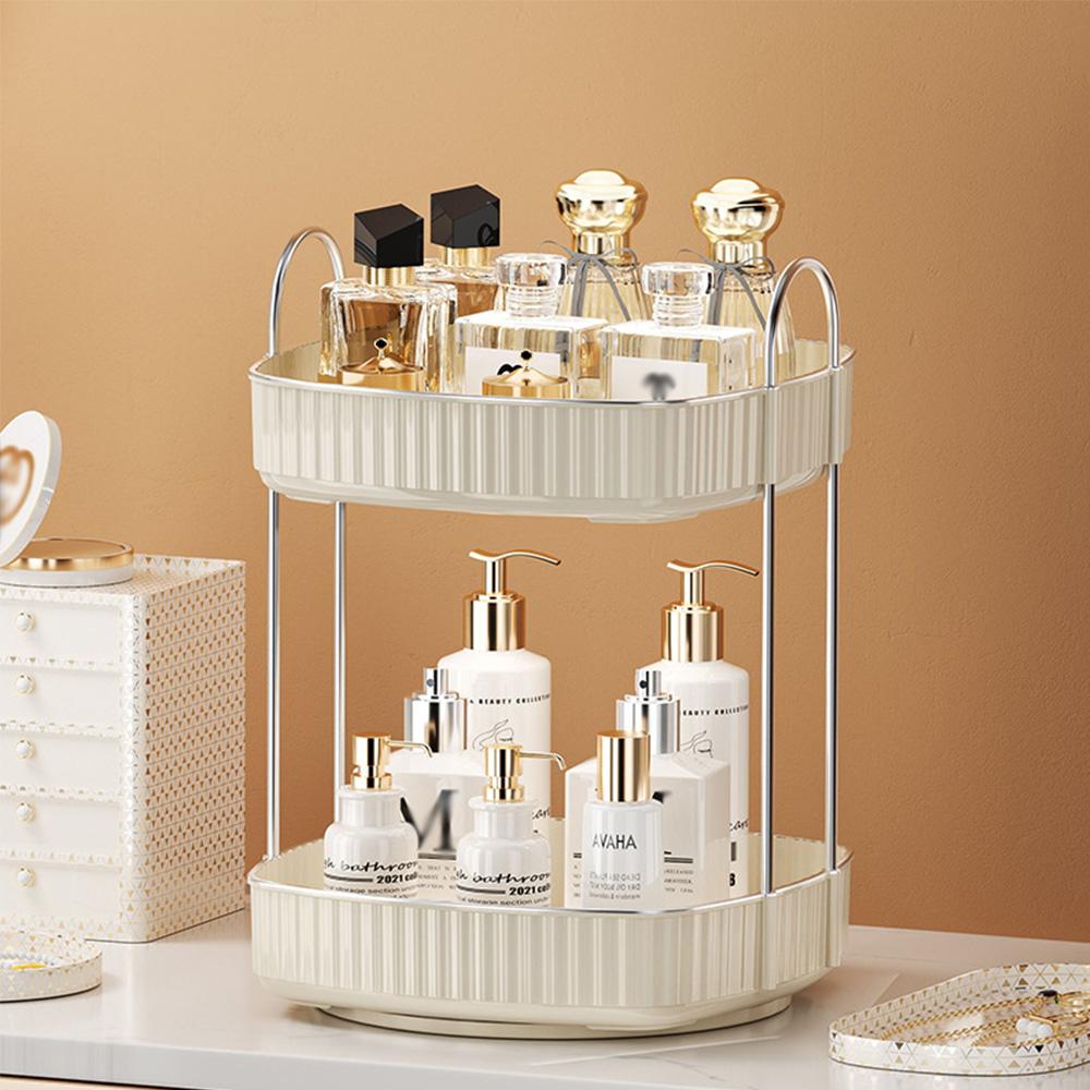 

2/3 Layers Rotating Perfume Organizer Luxury Makeup Storage shelf Kitchen Organizer Vanity Storage Tray Bathroom Accessories