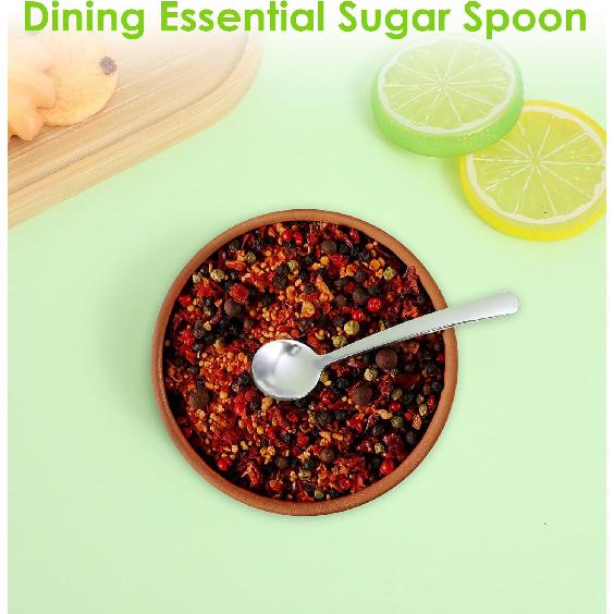 Tiny Spoons for Spices, 4 Pcs 3.3 Inch Stainless Steel Spice Spoon, Mini Spoons for Spice Jars, Easy To Clean & Hold for Sugar, Salt, and Honey,