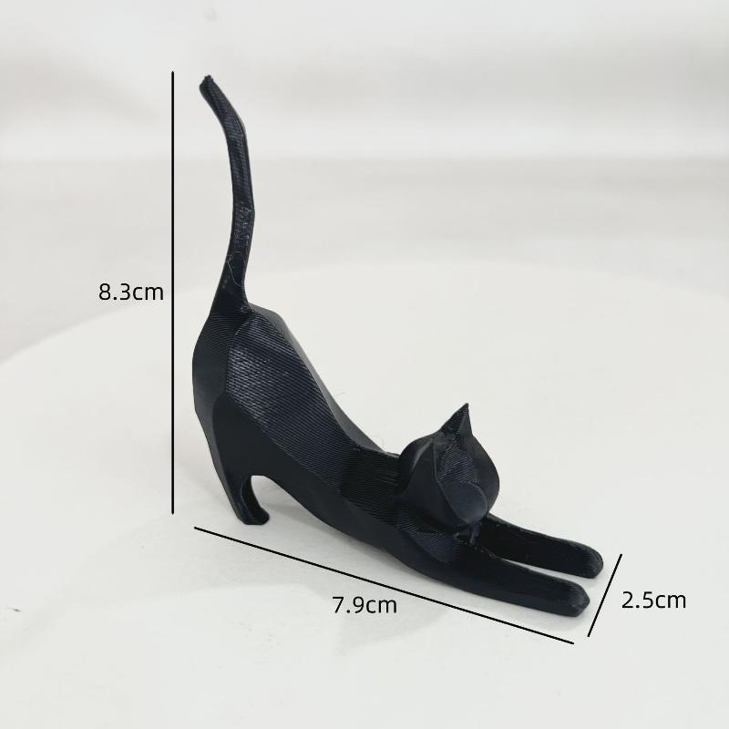 1Pcs Handcrafted Cat Pet Sculpture Cute Cat Desktop Decoration 3D Printed Simulation Ornament For Party Home чёрный