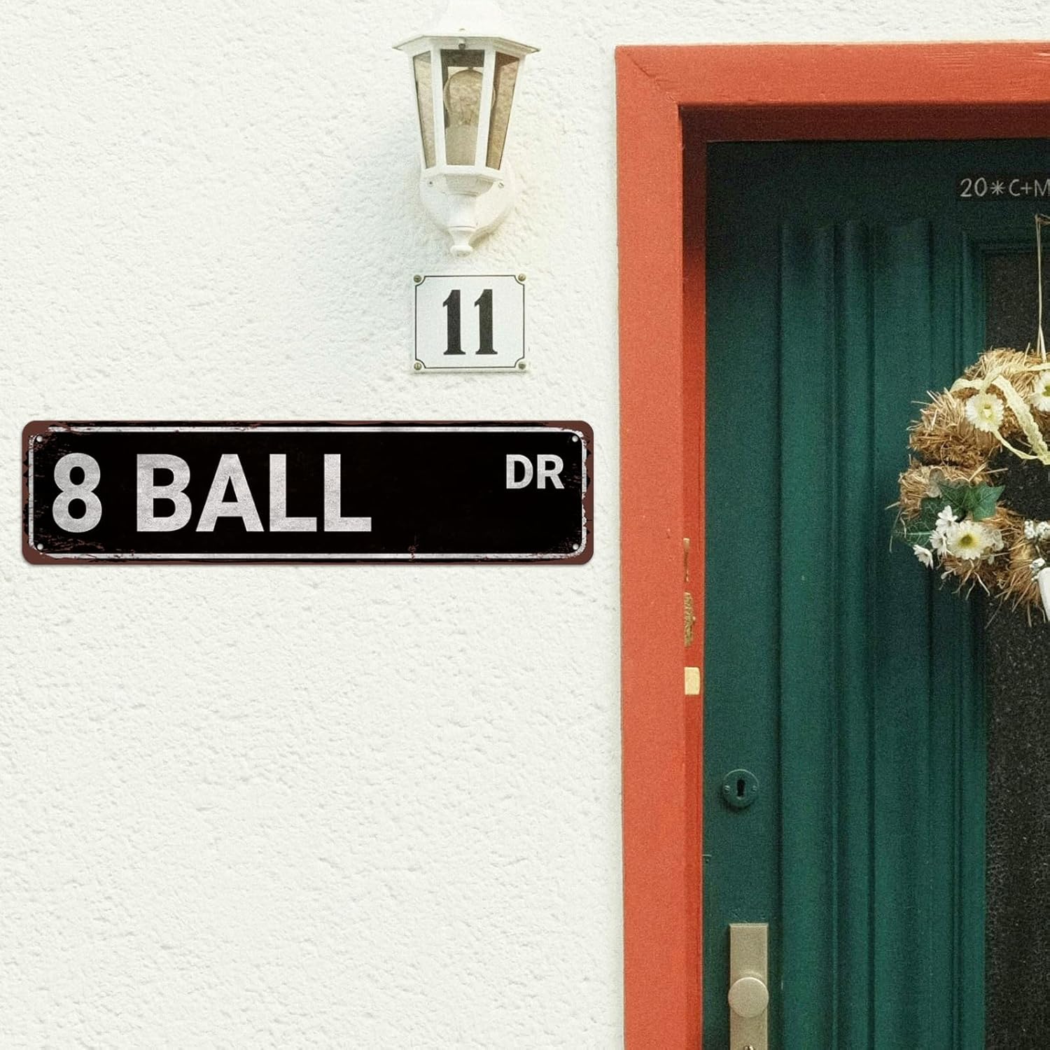 8 Ball Dr Street Sign Vintage Rustic Retro Aluminium Metal Sign Billiards Pool Cue Pooltable Funny Wall Decor for Home Bedroom Man Cave Bar 16x4 Inch