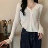 2026 Spring/Autumn Women's V-neck Slim-fit Knit Cardigan Sweater - Long-sleeved, Stylish & Comfortable