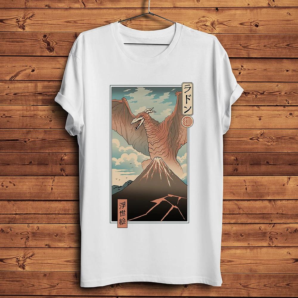 

Vintage Ukiyoe Fuji Irradiated Kaiju Funny Tshirt UnisexWhite Casual Short Sleeve TShirtUnisex Unisexga Ukiyo Tee Streetwear S