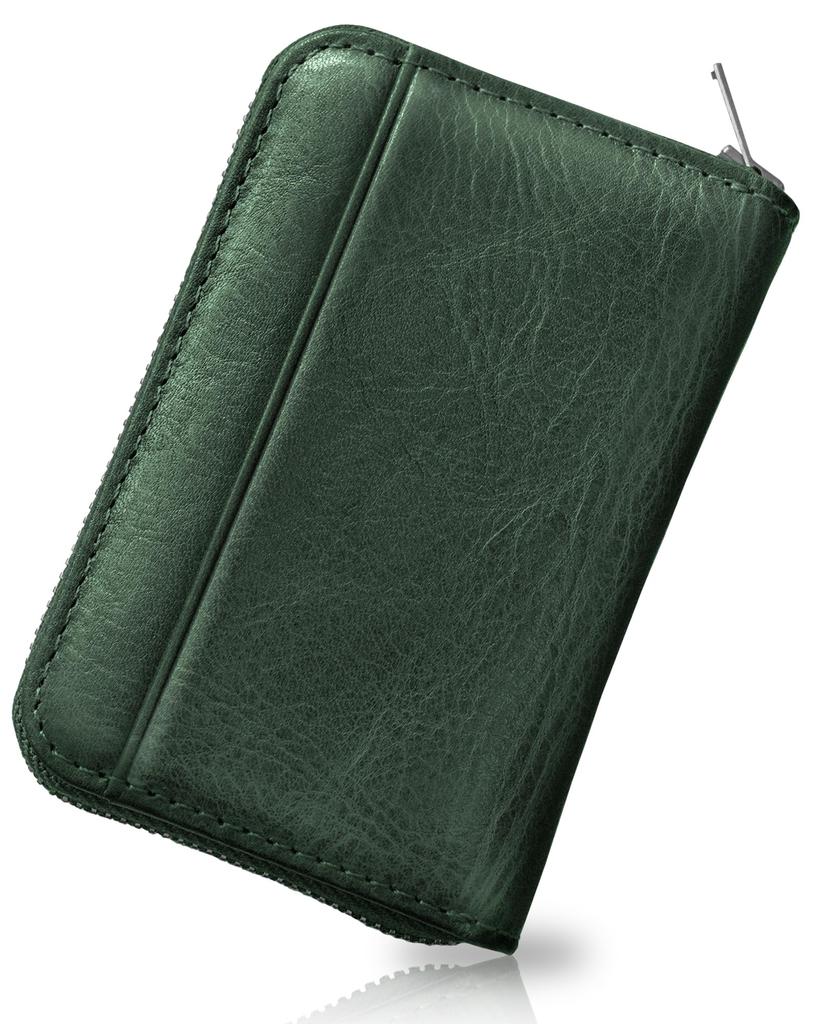 Card Himeji Large Card Genuine Skimming YKK Zipper [FENGARI] Case, Leather, Men's, Capacity, Slot, Leather, Lightweight, Accordion-Resistant,