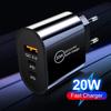 Багатопортовий USB+2PD Type-C Зарядний пристрій з сумісністю US/EU