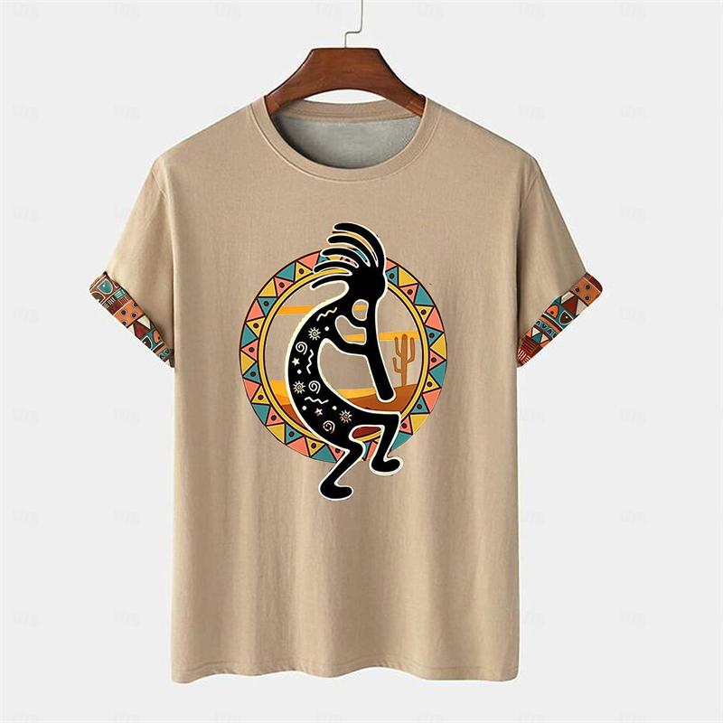 Retro Ethnic Style T Shirts For Men Summer Casual Short Sleeve 3D Printed Crew Neck T-shirts Loose Streetwear Harajuku Tees Tops