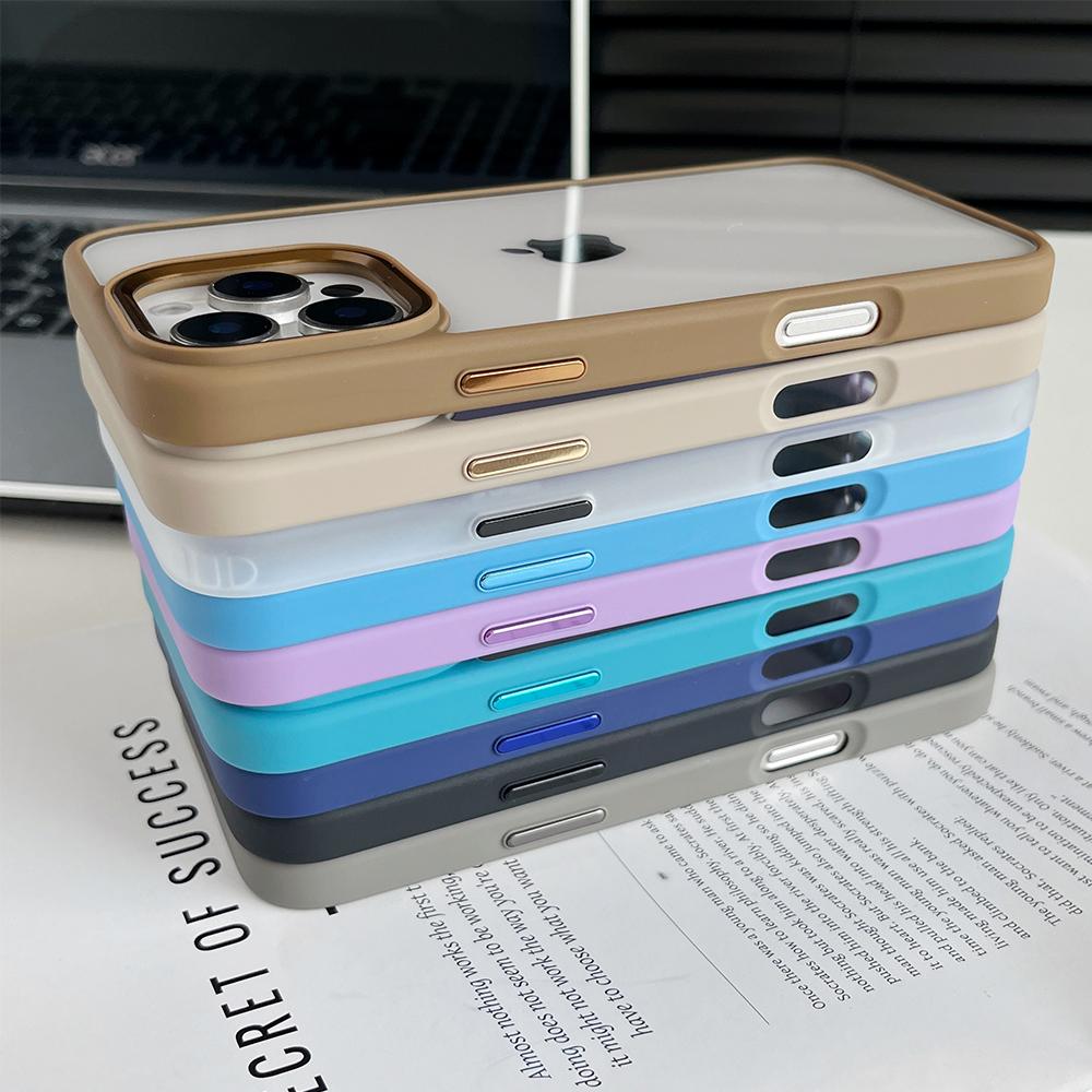 Desert Titanium Gold metal camera frame phone case for iPhone 16 15 14 13 12 11 Pro Max Plus metal button shockproof hard cover