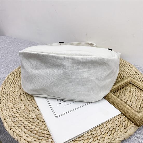 Women Crossbody Bag Canvas Large Capacity Portable Solid Color Female Single Shoulder Messenger Bag Shopping Use