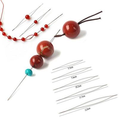 5 Stück Nadelset zum Auffädeln von Perlen mit offenem Öhr, Spezielle Einfädelnadel für Kristallarmbänder, DIY Handgefertigtes Perlenfädelwerkzeug