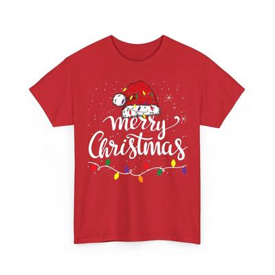 Merry Christmas Lights Red Santa Hat Xmas Family Unisex TShirt Unisex T-Shirt