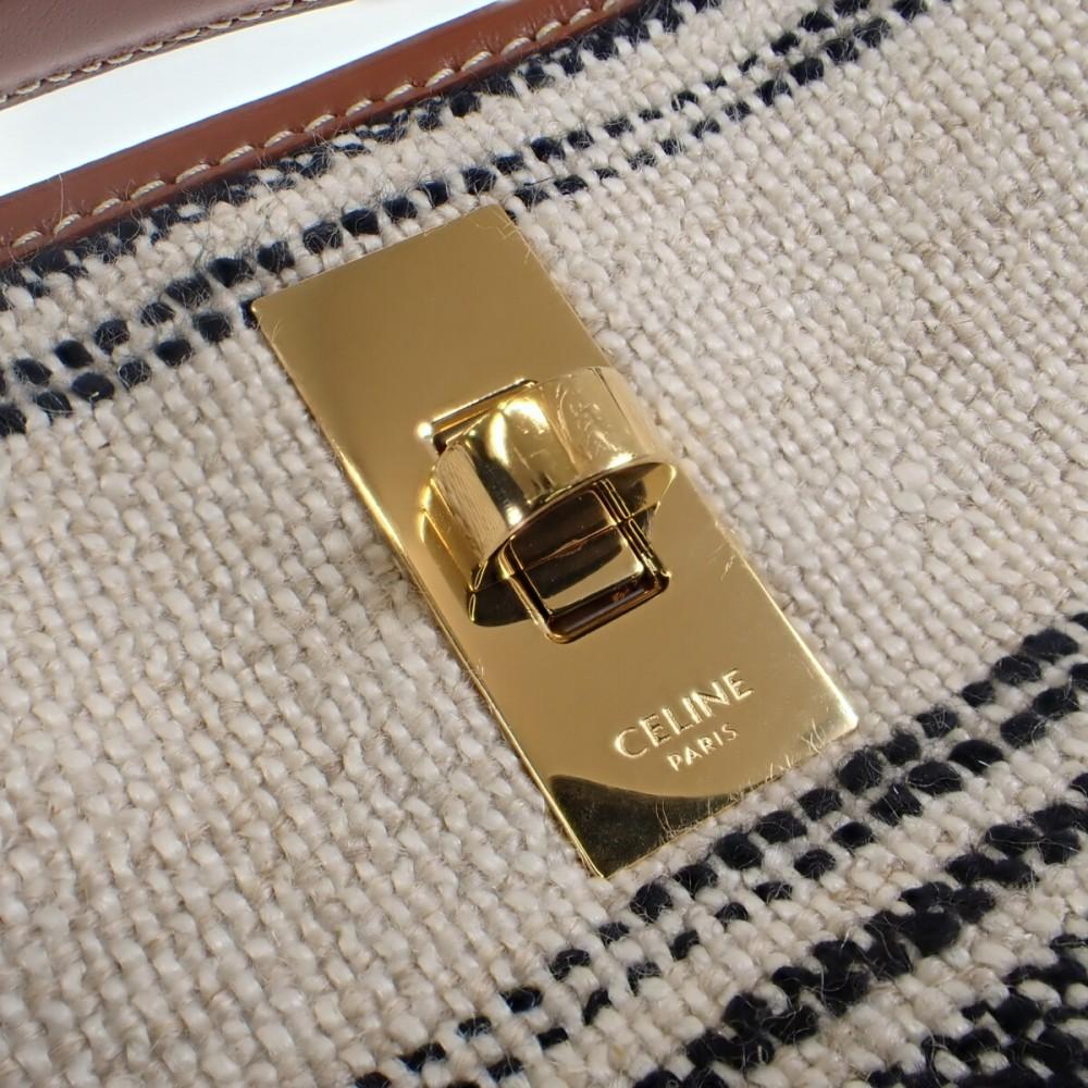 CELINE  197572ERF.01WB Shoulder Bag White Canvas/leather Women