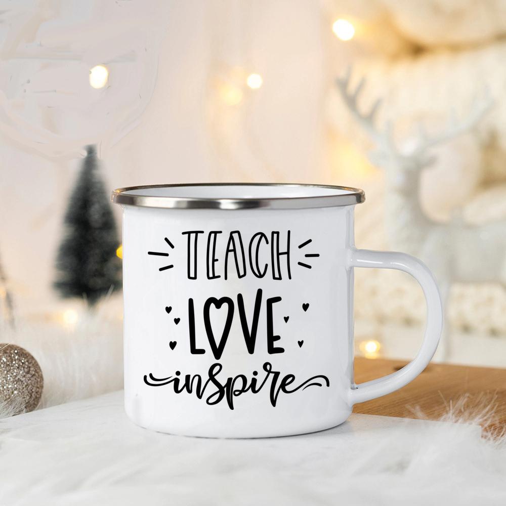 Teach Love Inspire Teacher Coffee Enamel Mug Mugs Coffee Cups Personalized Gifts Customizable Cup Cupshe Unusual Tea Cup Beer