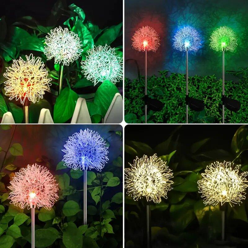 1PC Solar Dandelion LED Garden Lights,Stainless Steel Outdoor Lawn Lamp,Landscape Decoration for Villa,Balcony,Courtyard,Garden