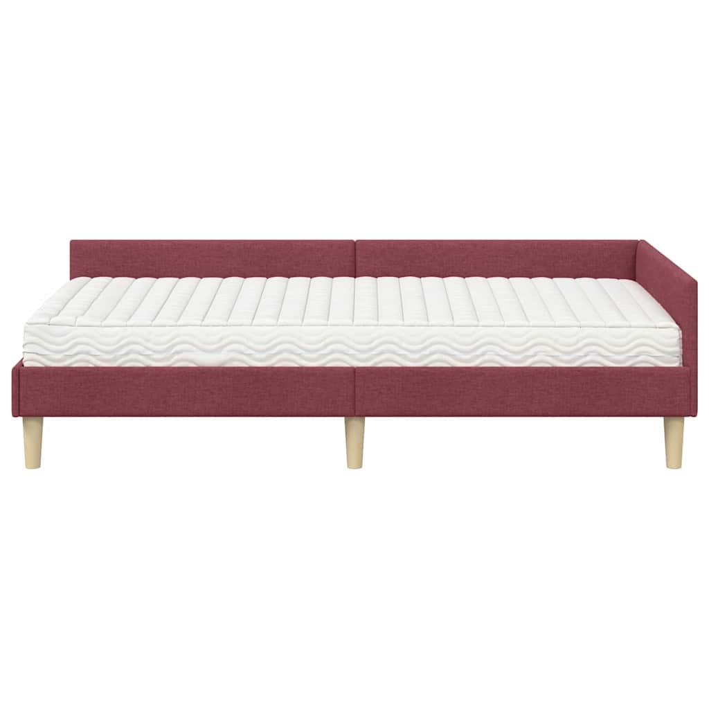 Corner Bed Frame with Mattress 2 pcs Grey Fabric