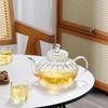 Pumpkin-Shaped High-Temperature Resistant Floral Teapot with Infuser, Thickened Borosilicate Glass