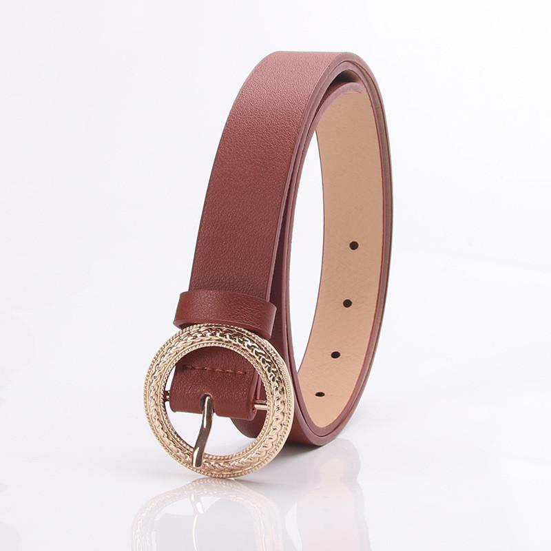 Womens Fashion Pu Leather Belt With Alloy Buckle For Casual Wear And Office Style