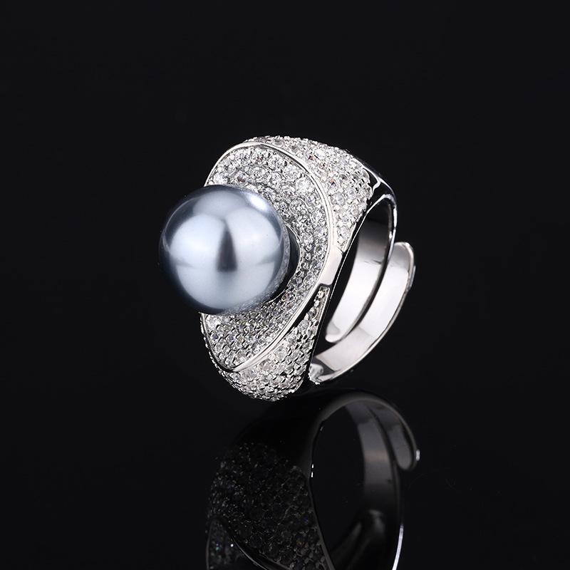 

Ювелирные изделия Медь Платиновое покрытие Жемчуг Темпераментный дизайн Кольцо 12 мм