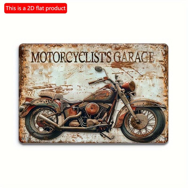 2d Flat 30*20cm, Motorcyclist's Garage Vintage Wooden Sign, Multipurpose Wall Hanging Decor for Home, Cafe, Man Cave, Kitchen, Garden, Bedroom, Bar.