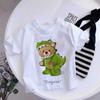 Girls Fashionable Pure Cotton TShirt with Teddy Bear Cartoon Pattern Summer Clothing Fun Childrens Wear Y2K Style