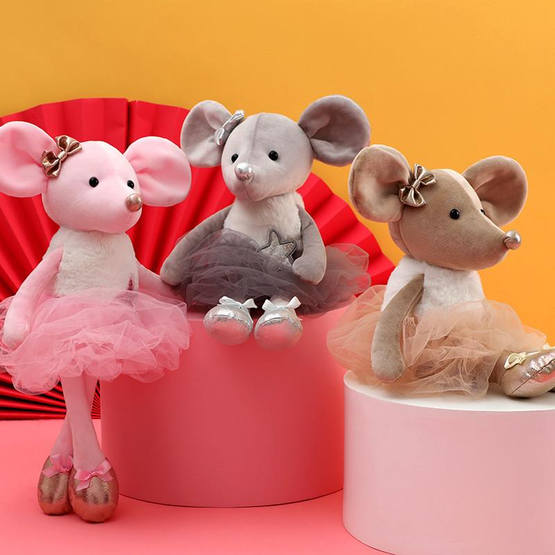 Plush Ballet Mouse Toy With Pp Cotton Filling For Girls And Kids Gift