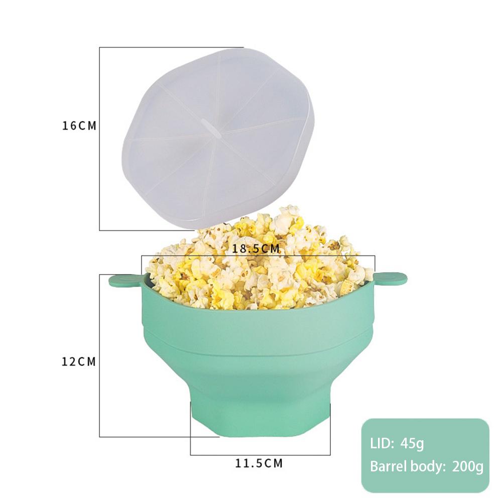 Silicone Popcorn Bowl With Lid Microwave Popcorn Bucket Creative Foldable Popcorn Maker High Temperature Resistant Popcorn