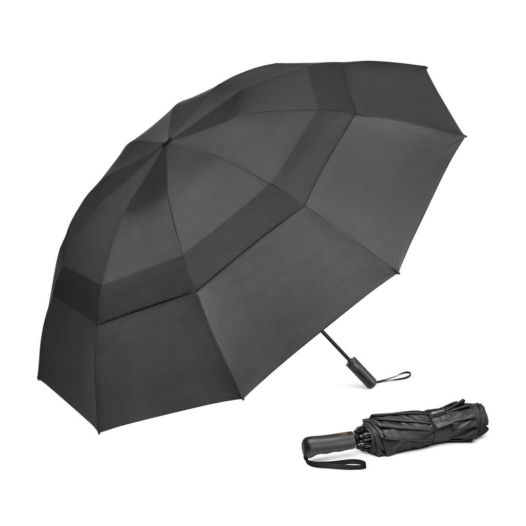 G4Free inch Folding 10 Large Double Bent Compact Automatic Umbrella 46/54/62 Umbrella, Ribs, Canopy, Umbrella, Open/Close, Sturdy, Windproof,