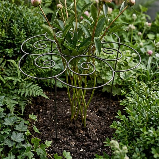 Anello di Supporto Metallico per Piante, Gabbia Decorativa a Gabbia per Peonie da Giardino, Anello Decorativo Grow-Through per Piante, Palo ad Anello Fiorito Impilabile per Piante da Casa, Dahlia, Crescita Iniziale