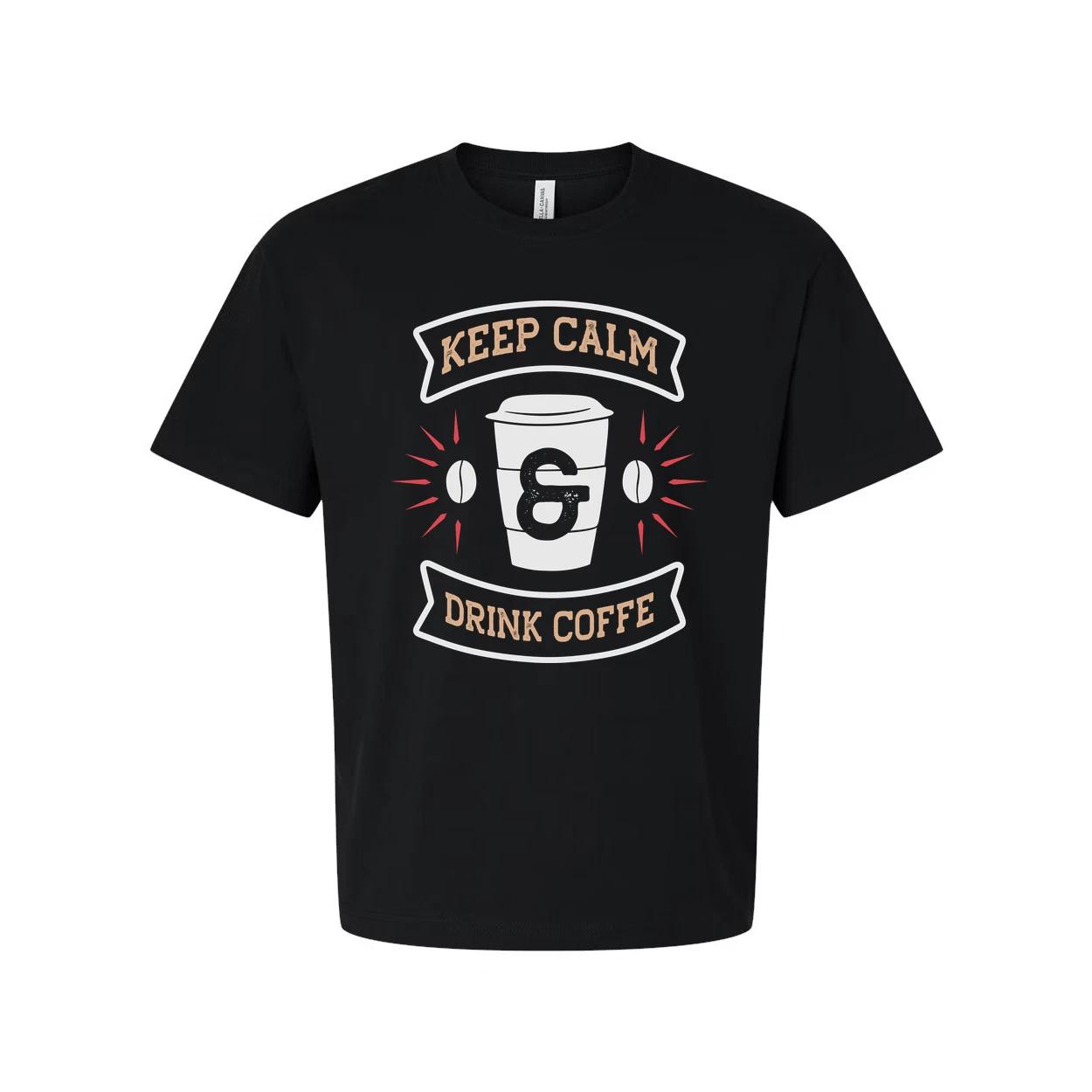 

Keep Calm Drink Coffee Graphic Tee Unisex Short Sleeve Shirt For Coffee Lovers E M