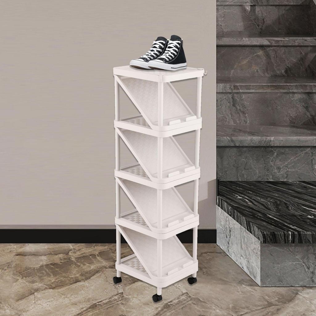 Shoe Cabinet 9 Layers Saving Space Hanger for Front Door Corner Hallway White
