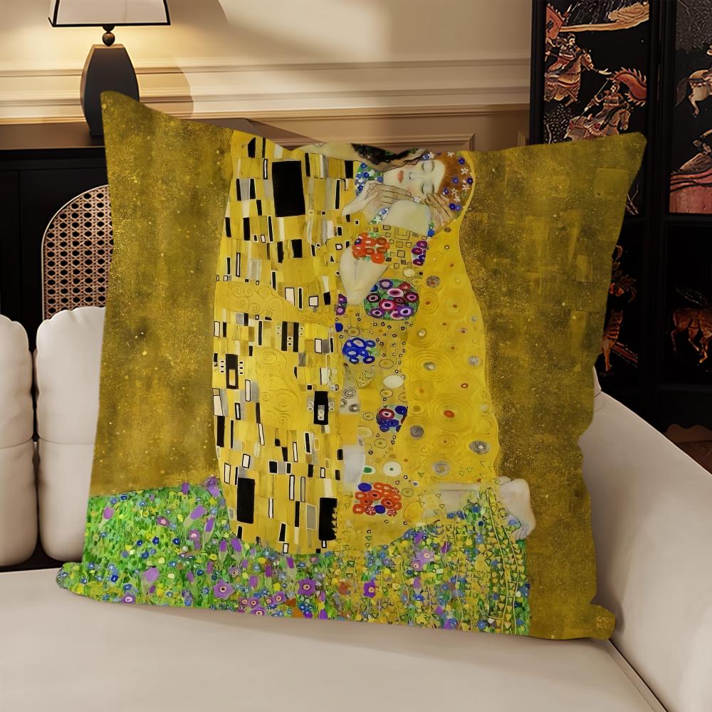 Gustav Klimt Oil Painting Cushion Cover Sofa Living Room Bedroom Headboard Backrest Cushion Square Cushion Nap Time Pillow Case