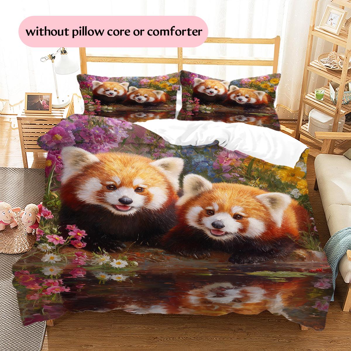 

Two Red Pandas Pattern Bedding Home Decoration Birthday Gift (1 * duvet cover + 2 * pillowcase, without core) 135x200cm