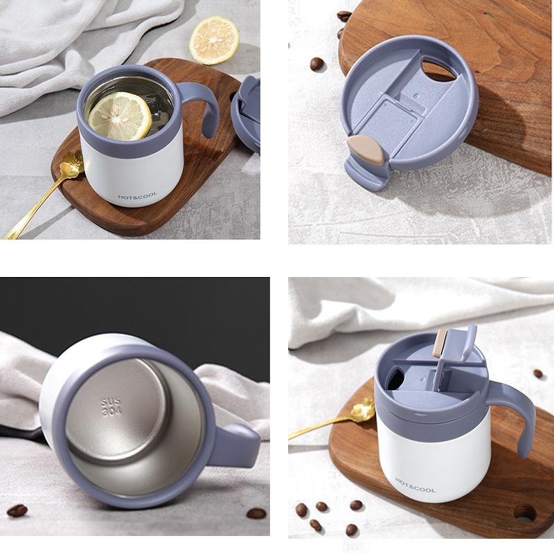 350ml/500ml Stainless Steel Coffee Thermos Mug Cold and Hot Thermal Water Bottle with Handgrip Office Vacuum Flask Tea Cup