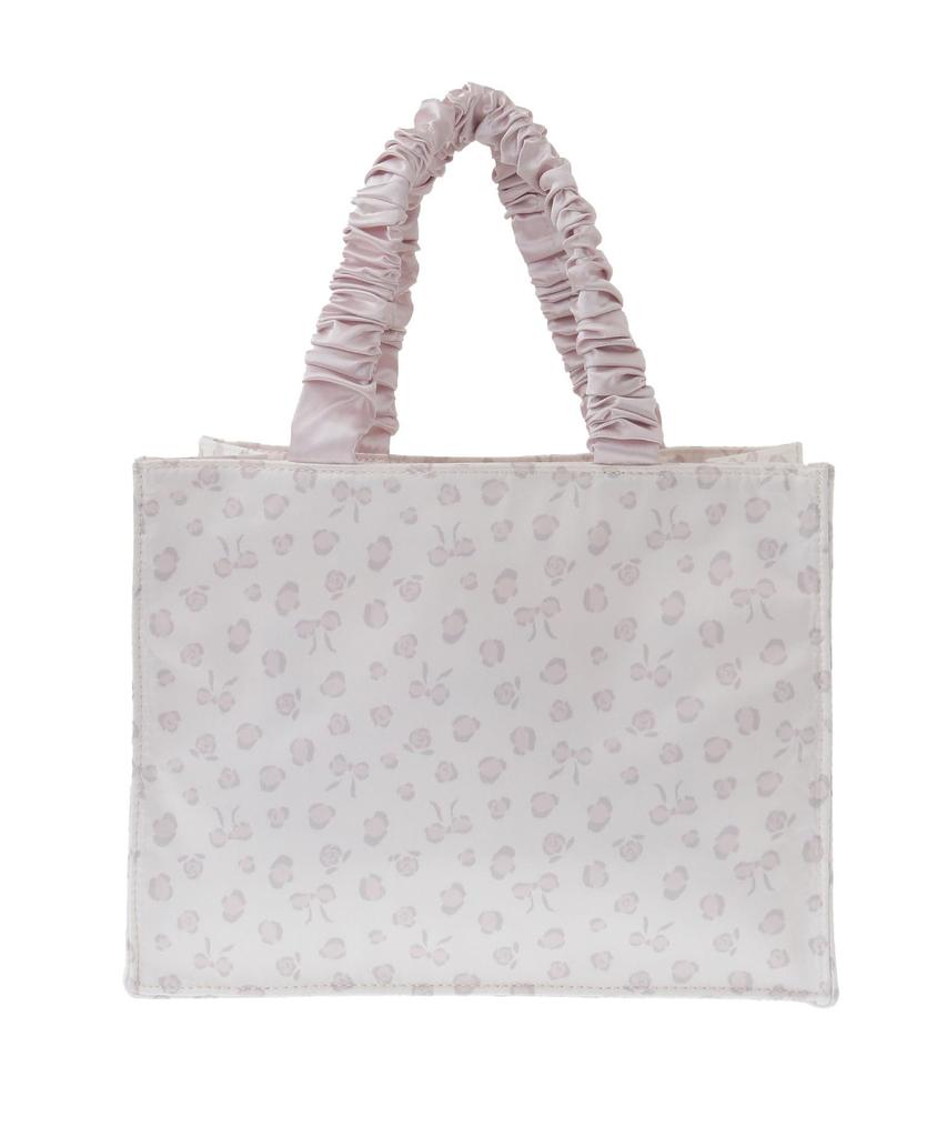 Maison de Fleur Ribbon Leopard Print Gathered Handle Square Tote Bag, Women's, Light Pink