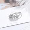 Korean-Style Minimalist Adjustable Leaf Ring with Small Diamonds - Artistic & Sweet Olive Branch Design for Women