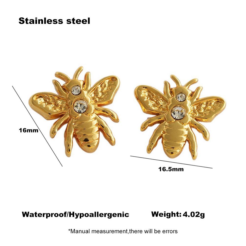 Высококачественные французские ретро серьги-пчелы из 18-каратного золота – Нержавеющая сталь, нишевый дизайн золотой
