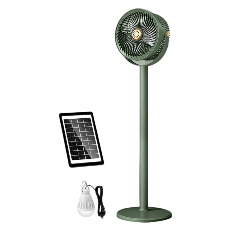Wiederaufladbarer Solar-Bodenventilator mit flexibler Höhenverstellung Leiser Teleskop-Schreibtischventilator für Terrassen, Gärten und kleine Räume