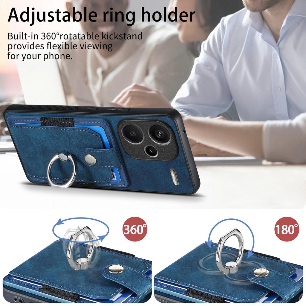 D2 For Xiaomi Redmi Note 13 Pro+ 5G Ring Phone Protective Cover Phone Card Holder Kickstand