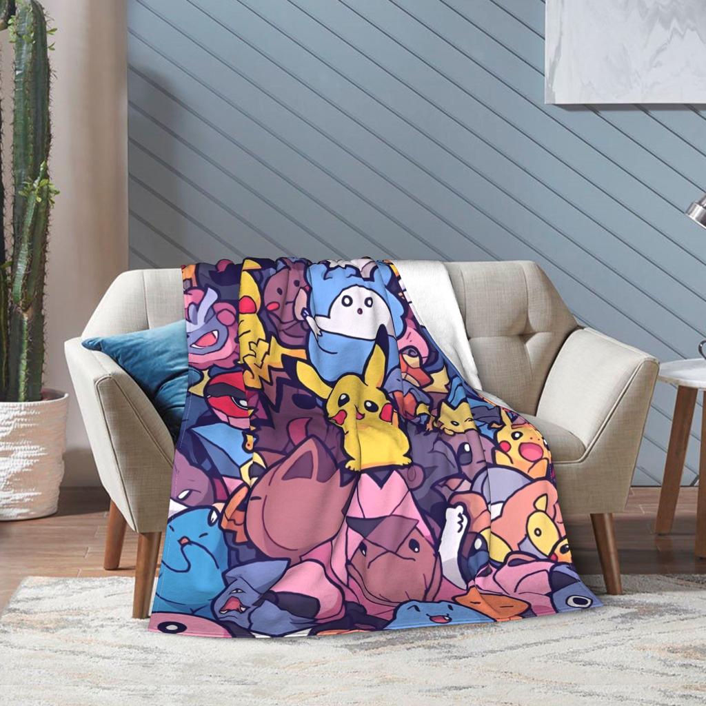 RIPSuper Soft Cartoon Pikachus Throw Blanket Premium Flannel Fleece Lightweight Bed Blanket Cozy Fluffy Bedspread All Season UseR-I-P
