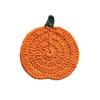 Handmade Crochet Pumpkin Shaped Cup Mat Knitted Yarn Insulation Coaster for Mug Halloween Festival Table Decor