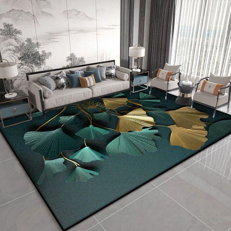 Luxuriöser Blumenpflanzen Schwarzer Wohnzimmerteppich Chinesischer Stil Dekoration Sofa Couchtische Rutschfester Teppich Schlafzimmer Waschbare Weiche Matte