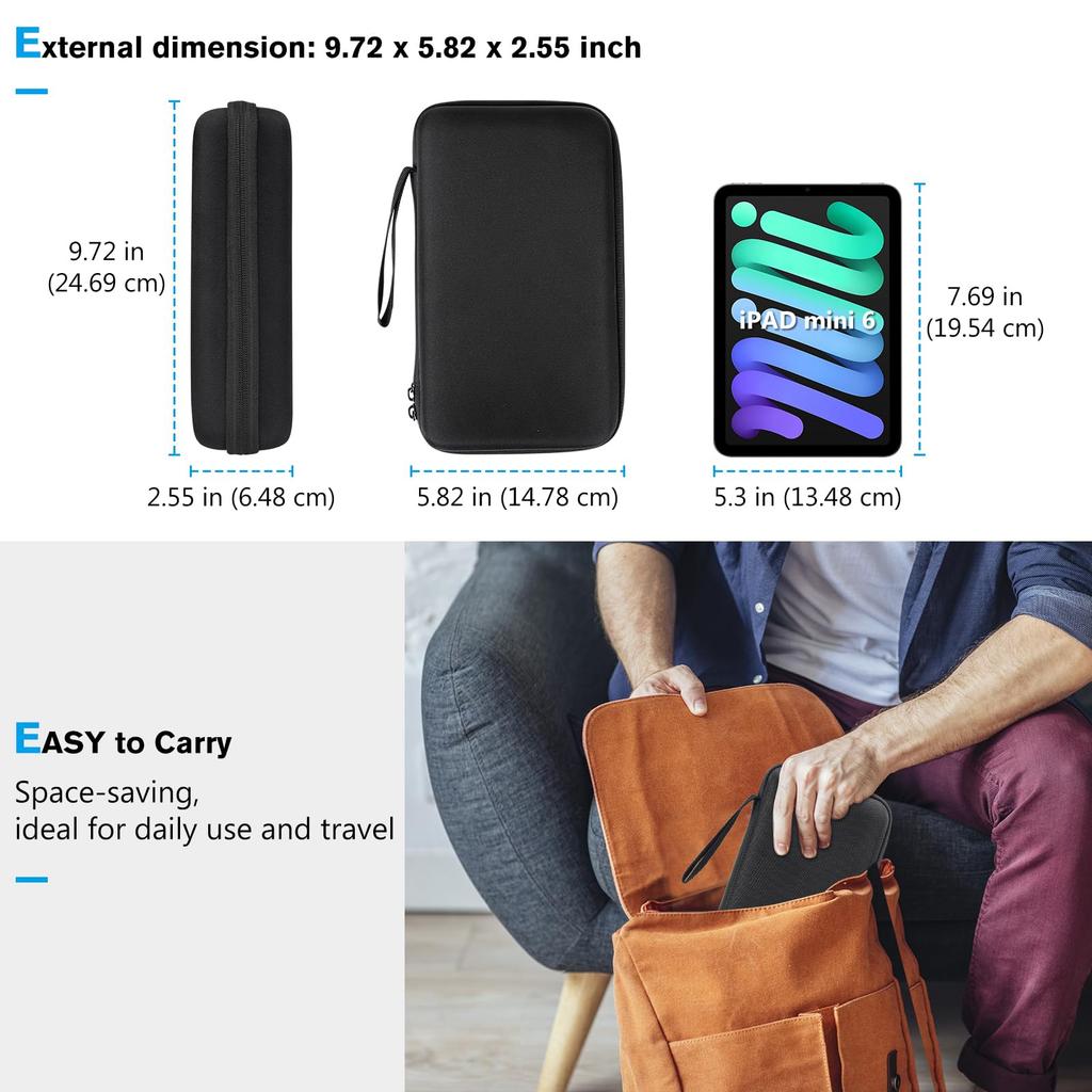 ProCase Gadget Shockproof EVA Material PC Peripheral Storage Small Item Organizer Accessory Travel Case with Wrist Strap Black Pouch, Bag, &