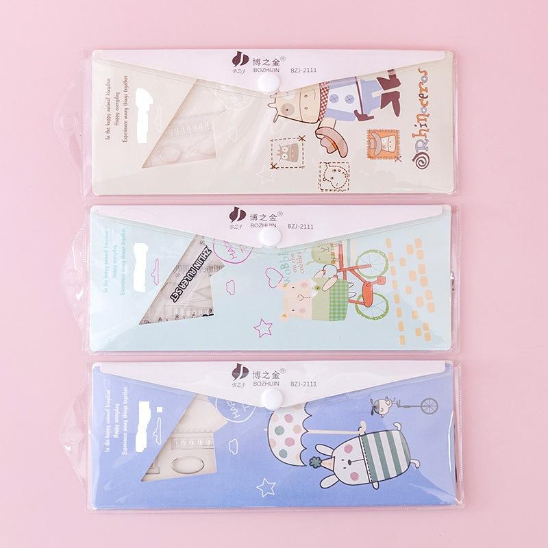 Simple Transparent Four Piece Ruler Set For Student Learning Stationery Supplies