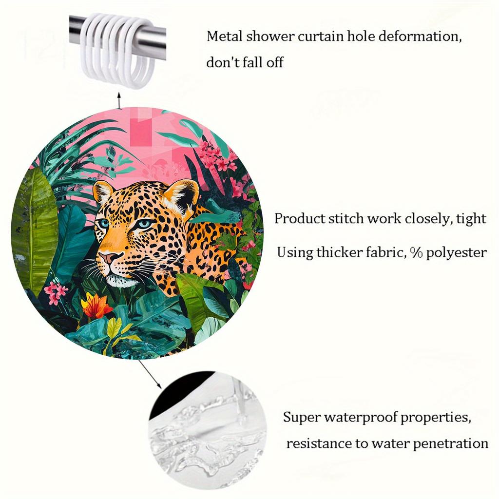 1 Piece of Exquisite Leopard Shower Curtain, Woven Fashion Theme, Suitable for All Season Bathroom Decoration, Bathroom Curtain