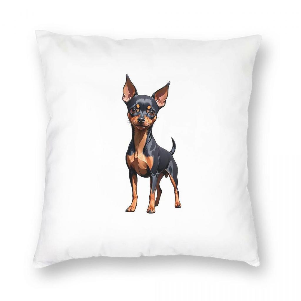 Zwergpinscher Hund Kissenbezug Polyester Leinen Samt Bedruckt Reißverschluss Deko Kissenbezug Heim Kissenhülle