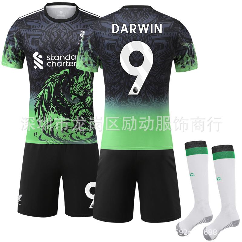 Klubové zelené přechodové tričko Wirtz Salah Liverpool Speciální pamětní edice Rychleschnoucí