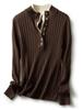 Women's Ribbed Knit Double-Layer Pullover Sweater with Stand Collar - Long Sleeve, Color Block Design for Autumn/Winter