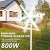 800W 12V/24V Generátor větrných turbín, 6lopatkový ventilátor Větrné turbíny Generátorová sada, Elektromagnetické zařízení pro výrobu elektřiny