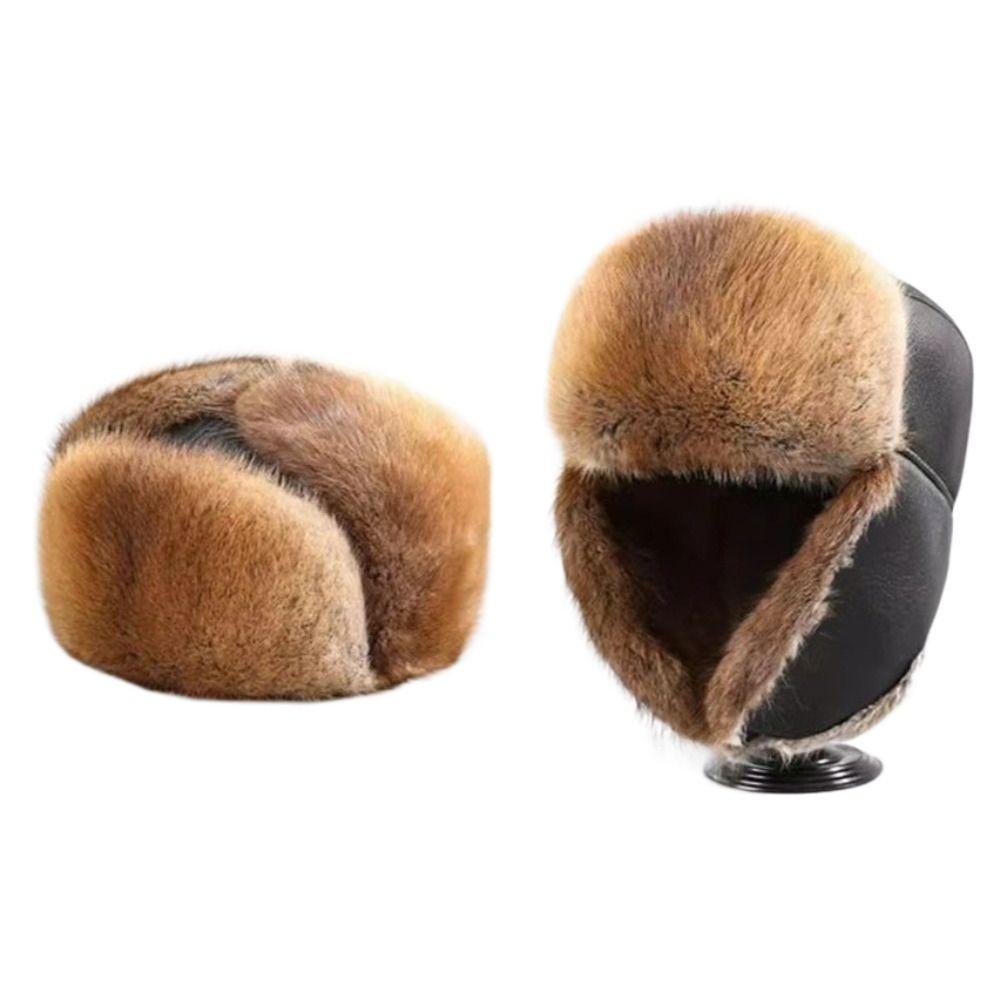 Fashion Thick Warm Winter Bomber Hat Ear Protection Windproof Ushanka Fur Hat Casual Ski Russian Cap Outdoor