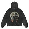 Mens Vintage Washed Hoodie With Distressed Graphic Print Loose Fit Cotton Pullover Fall Casual Wear