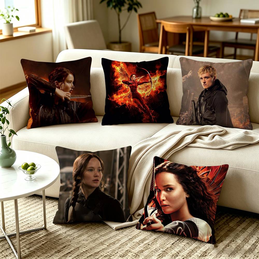 TThe Hunger Games Dystopian Survival Movie Pillow Case Square DoubleSided Sofa Cushion Cover Bedroom Bedside Pillow